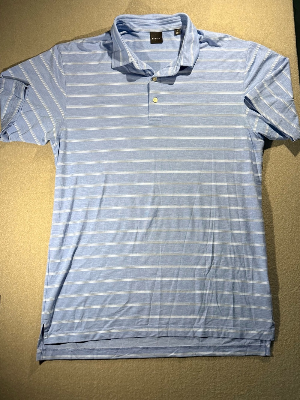 Dunning Golf Light Blue Striped Performance Polo